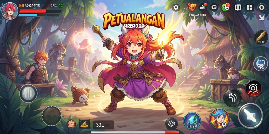 Tampilan gameplay 33L yang penuh aksi dan karakter Anime.