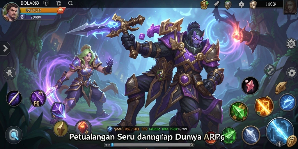 Tampilan gameplay seru di BOLA88 dengan aksi pertarungan yang mendebarkan.