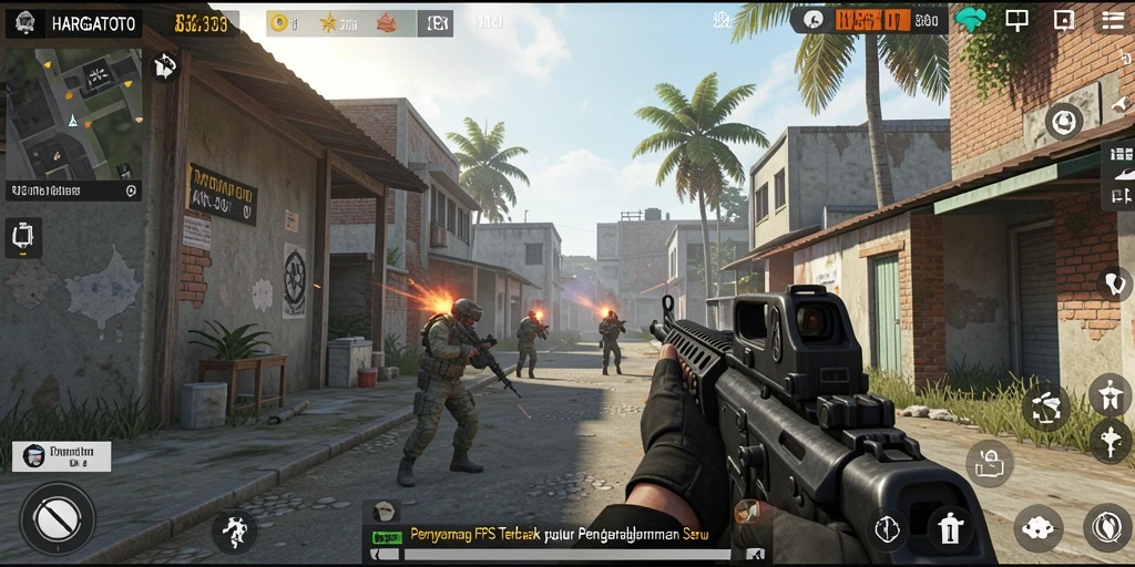 Tampilan gameplay HARGATOTO yang mendebarkan saat pertempuran FPS.
