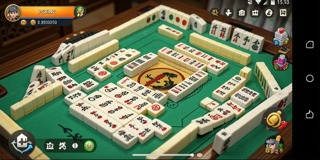 Tampilan utama gameplay PGKING dengan desain ubin Mahjong yang menarik.