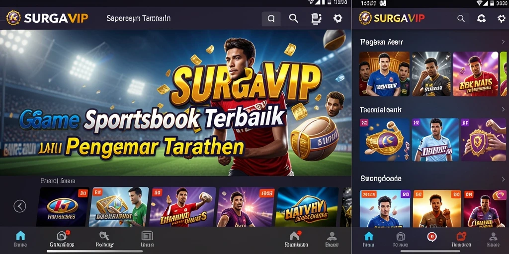 Tampilan antarmuka Sportsbook SURGAVIP dengan pilihan taruhan lengkap.
